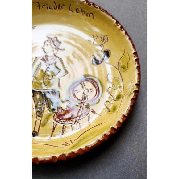 S J Pottery Redware Decorative Dishes Woman Man Animals Salesville Arkansas - Picture 6 of 16